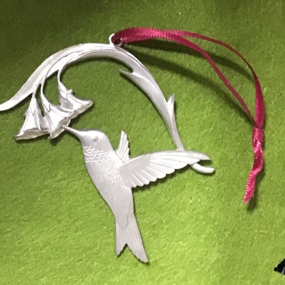 Vintage  Pewter Hummingbird  Ornament by Amos Pewter